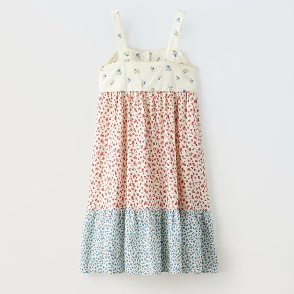 Zara Kids Girl Contrasting Floral Dress 8-9y NWT